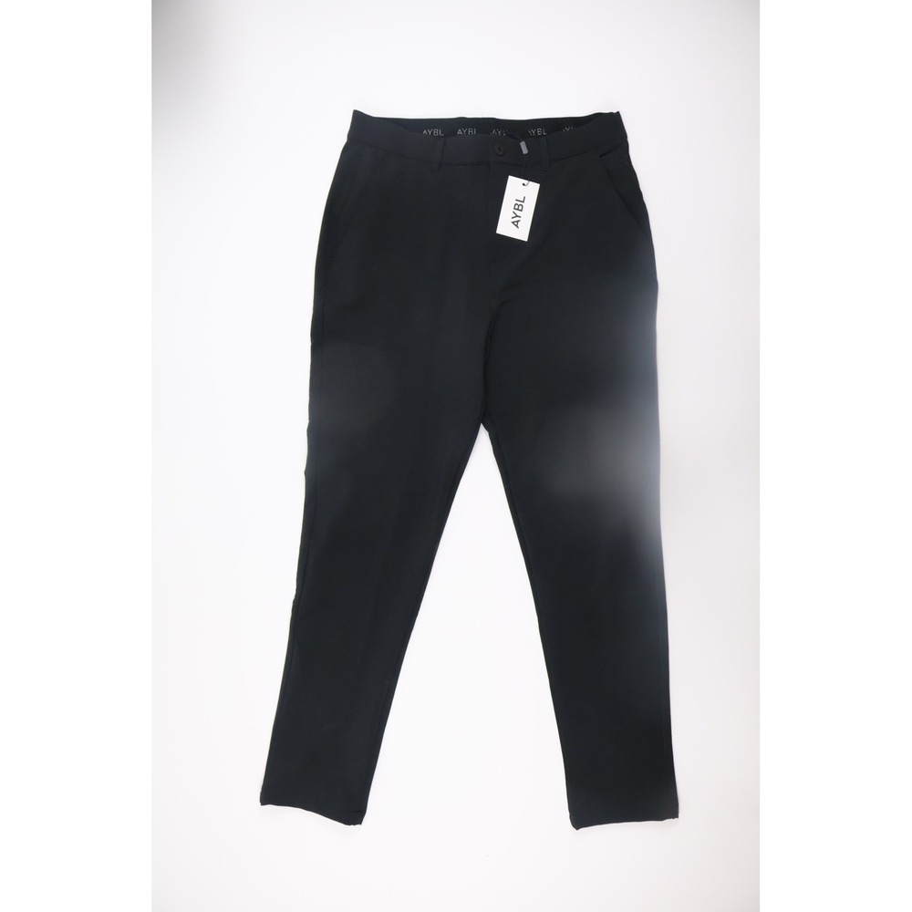 AYBL Mens Everyday Trousers 34R Black Performance Stretch Activewear Gym Casual